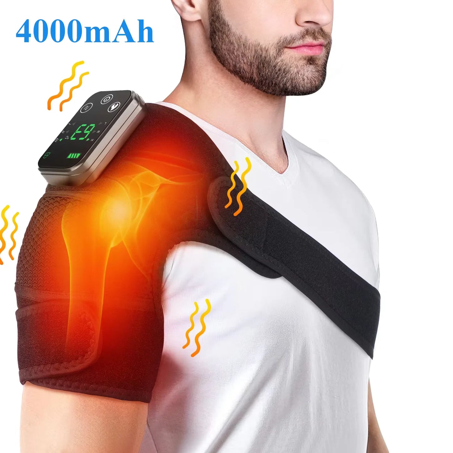 Heated Shoulder Steamer Massager Belt Vibration Heating Electric Warm Massage Gear Shoulder Machine Smart Temperature Adjust Pad