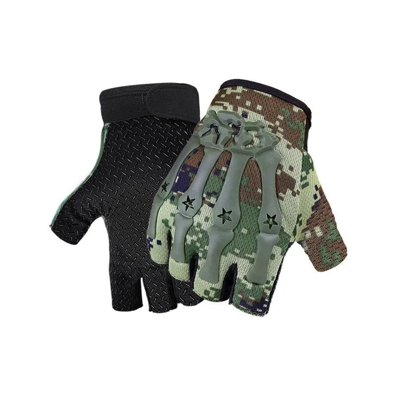Tactical Riding Fingerless Gloves Non-Slip Half Finger Gloves for Motorcycle Cycling Climbing Hiking Hunting Outdoor Sports