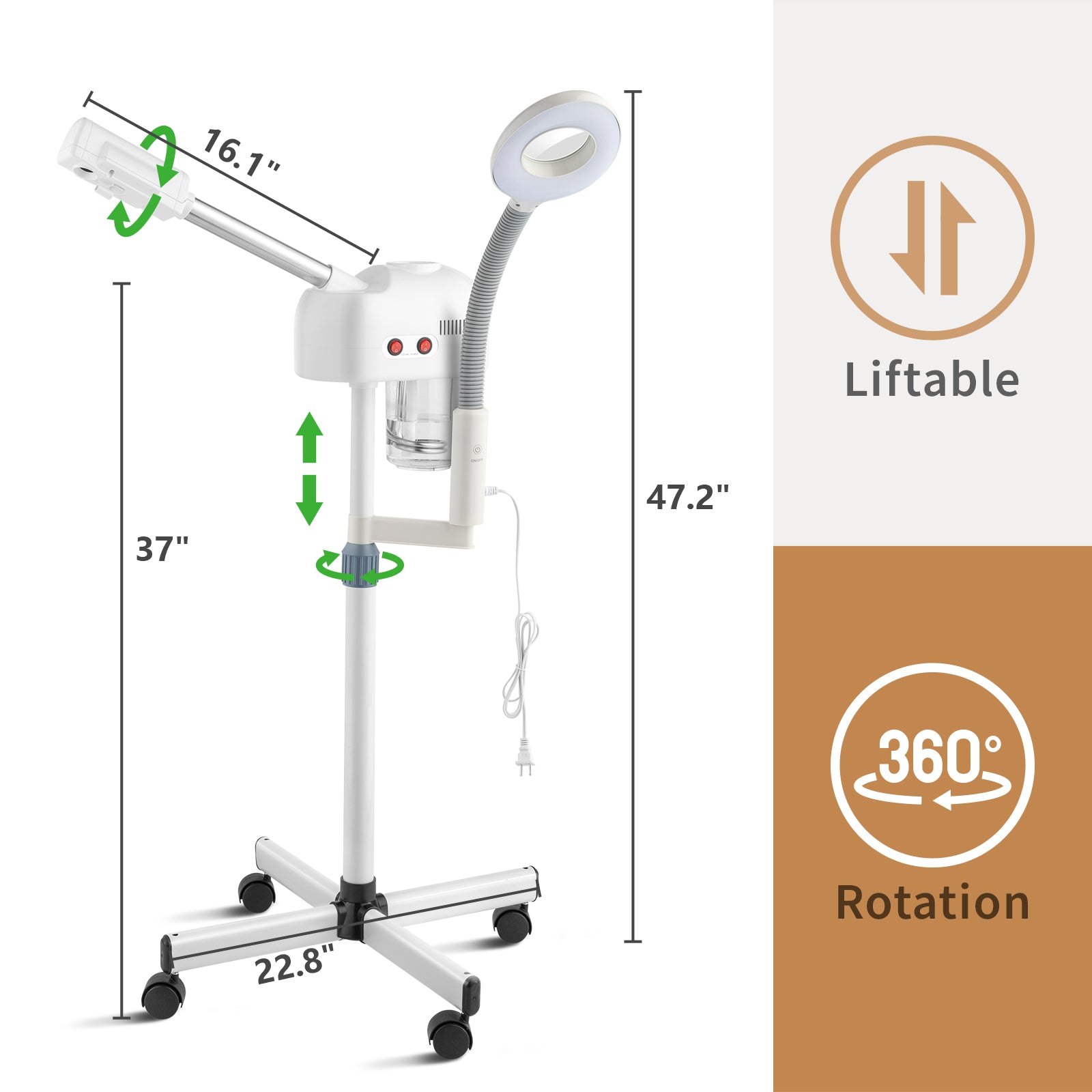 ABS Shell PC Water Cup Cross Iron Pin with 3X Magnifying Glass White Spray Machine