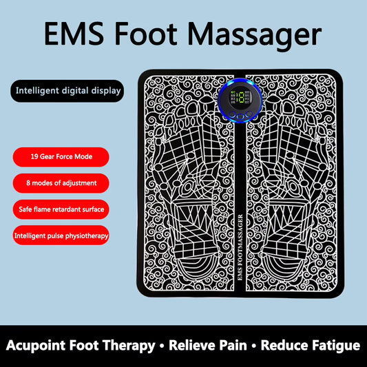 EMS Foot Booster Foot Circulation Massager 8 Modes USB Rechargeable Leg Muscle Stimulator Remote Control for Relax Feet and Legs