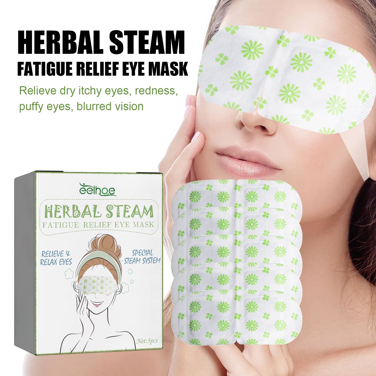 Herbal Steam Eye Mask Relieve Fatigue Soothe Eye Discomfort Fade Dark Circles Nourish Moisturizing Hot Compress Eye Mask
