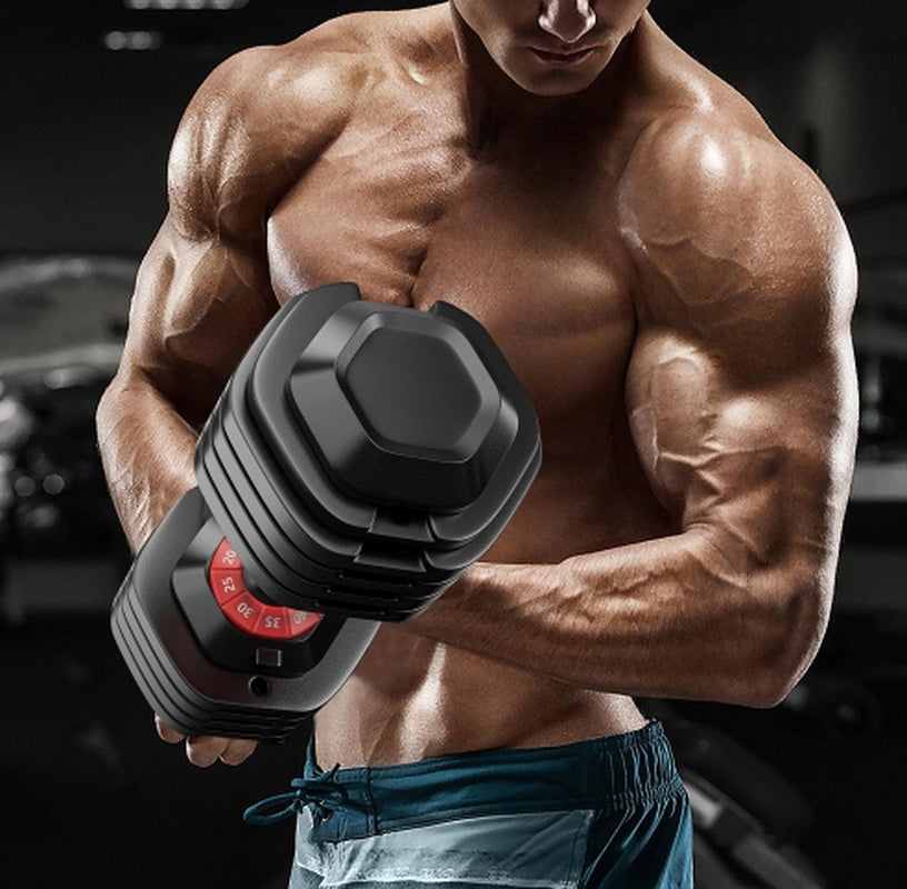 Adjustable Dumbbell Set, 10 in 1 Free Dumbbell for Men and Women, Black Dumbbell for Home Gym, Full Body Workout Fitness, Fast Adjust by Turning Handle 10 Gears55 LB