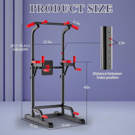 Power Tower Dip Station,Multi-Function Pull up Adujustable Height up 85.5" for Home Gym Strength Training Fitness Equipment,400L