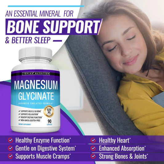 Magnesium Glycinate Complex, Highly Absorbed, Supports Muscle Relaxation and Recovery, Maximum Bioavailability, 90 Capsules