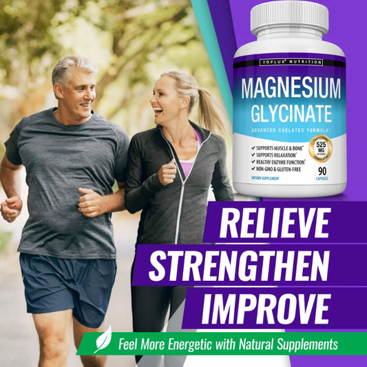 Magnesium Glycinate Complex, Highly Absorbed, Supports Muscle Relaxation and Recovery, Maximum Bioavailability, 90 Capsules