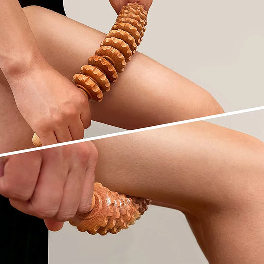 Curved Massager Handheld Roller Stick Wooden Lymphatic Drainage Massager for Anti-Cellulite, Body Muscle Belly Waist Relief