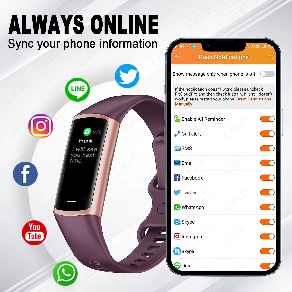 Sport Smart Bracelet Fitness Tracker for Man Women Band Waterproof Connected Phone Tracker Men Smart Watch for Android Ios