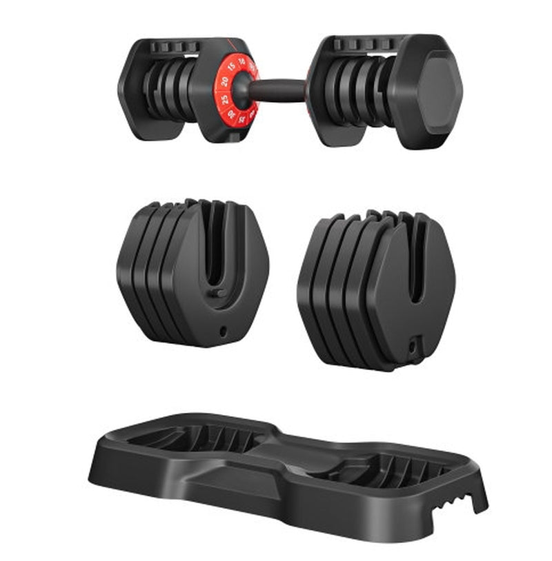 Adjustable Dumbbell Set, 10 in 1 Free Dumbbell for Men and Women, Black Dumbbell for Home Gym, Full Body Workout Fitness, Fast Adjust by Turning Handle 10 Gears55 LB