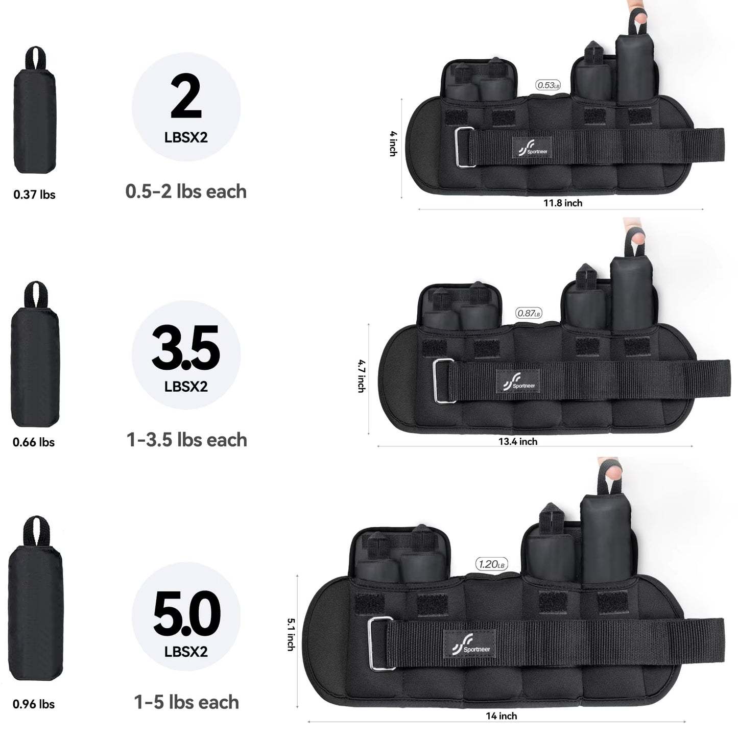 Adjustable Wrist and Ankle Weights for Women and Men 1 Pair 1 2 3 4 6 7 8 10 Lbs Adjustable Leg Weight for Gym Fitness