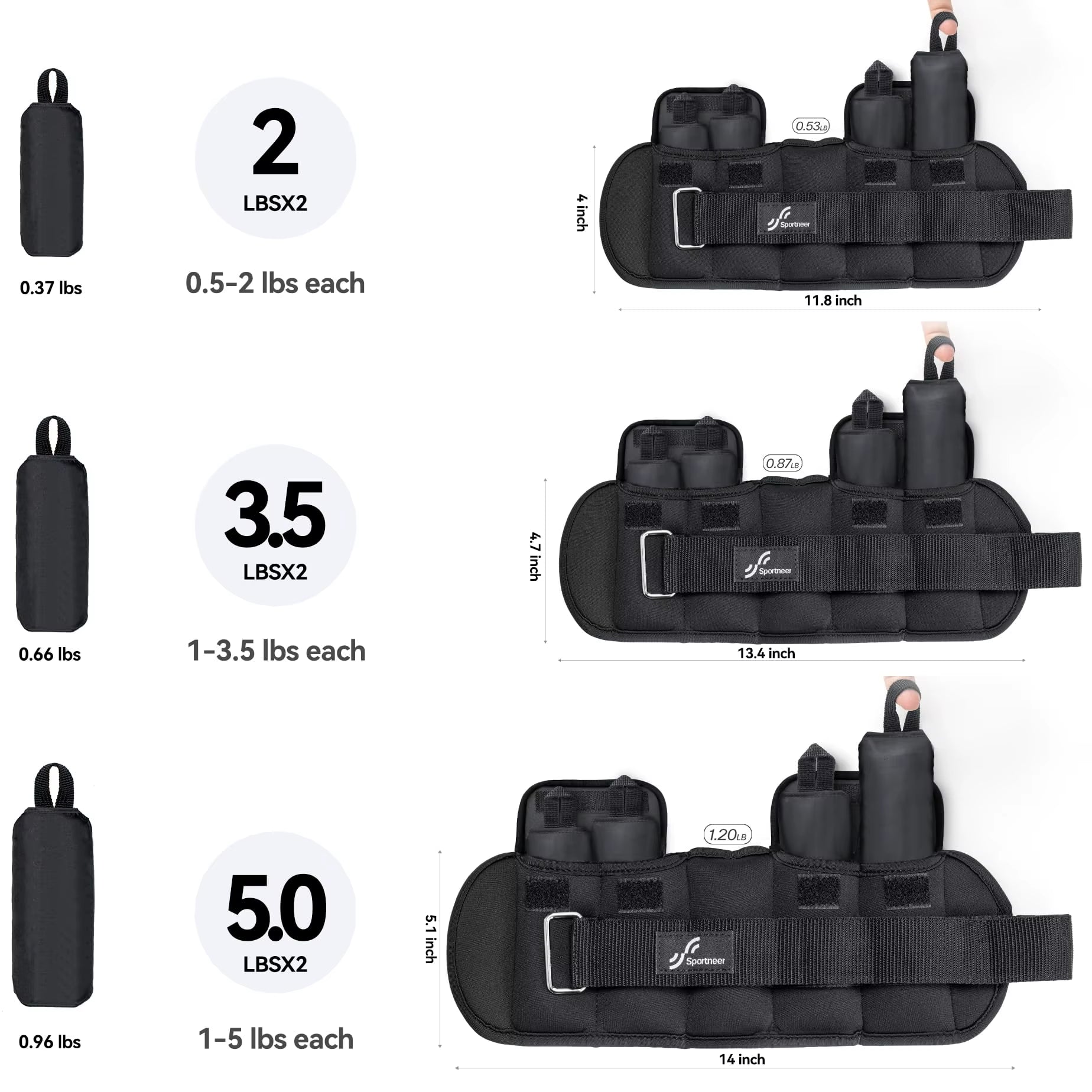 Adjustable Wrist and Ankle Weights for Women and Men 1 Pair 1 2 3 4 6 7 8 10 Lbs Adjustable Leg Weight for Gym Fitness