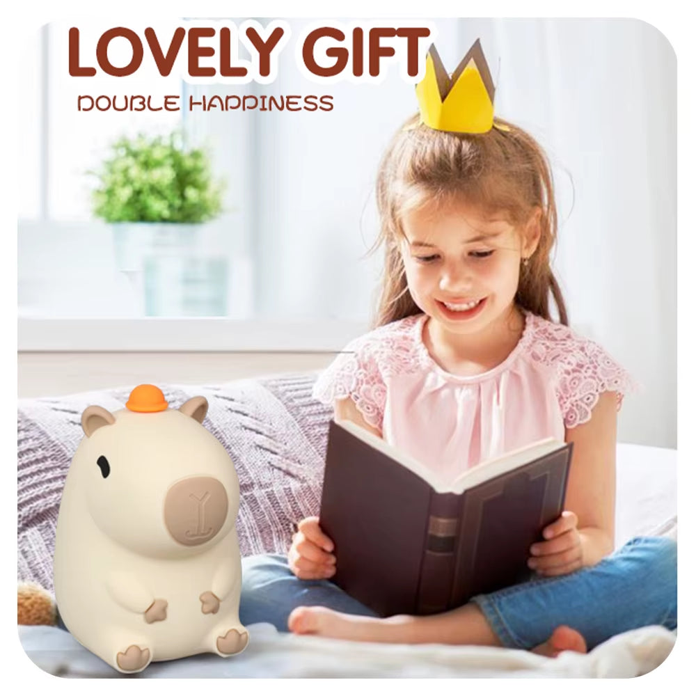 Cute Silicone Capybara Night Light Children'S Nightlight Gift USB Rechargeable Animal Touch Bedside Sleep Lamp Decoration