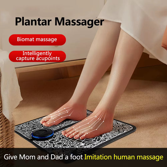 EMS Foot Booster Foot Circulation Massager 8 Modes USB Rechargeable Leg Muscle Stimulator Remote Control for Relax Feet and Legs