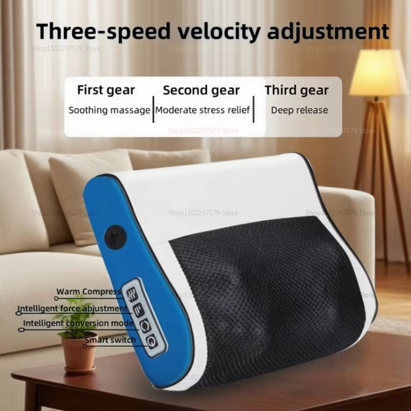 Multi Functional Neck and Shoulder Massager Home Neck and Back Kneading Pillow with Multiple Adjustable Hot Compress Massage