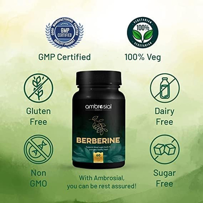 High Strength Berberine HCL 500Mg & Glucocare Combo | Helps in Balanced Lifestyle | Pack of 2-60 Veg Capsules Each