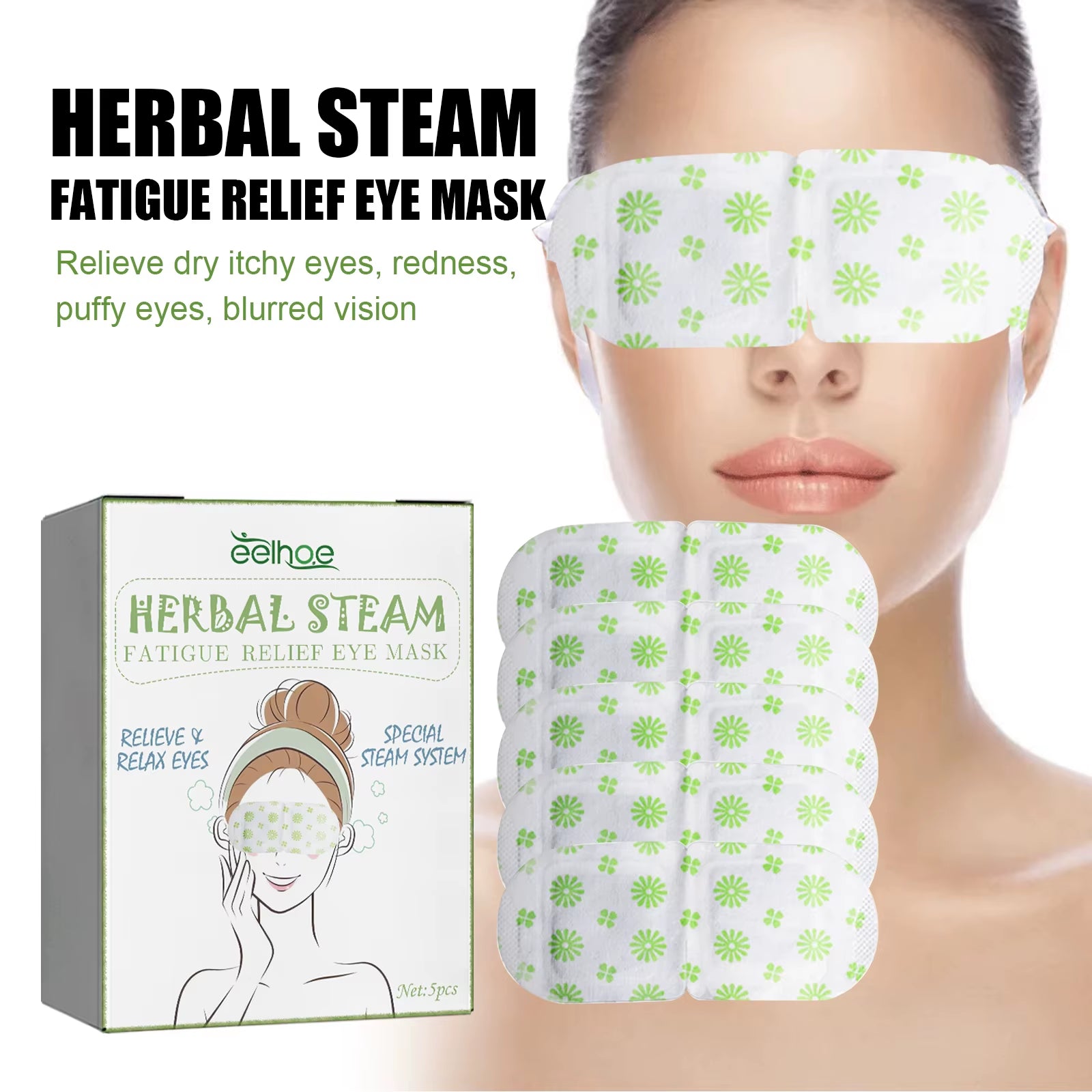 Herbal Steam Eye Mask Relieve Fatigue Soothe Eye Discomfort Fade Dark Circles Nourish Moisturizing Hot Compress Eye Mask