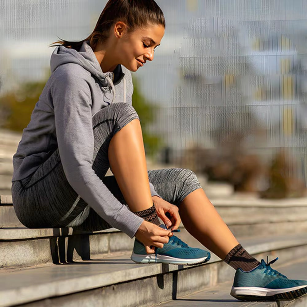 Compression Copper Ankle Brace Socks - Support Sleeve for Sprains, Plantar Fasciitis Relief & Arthritis - Unisex Foot Wrap