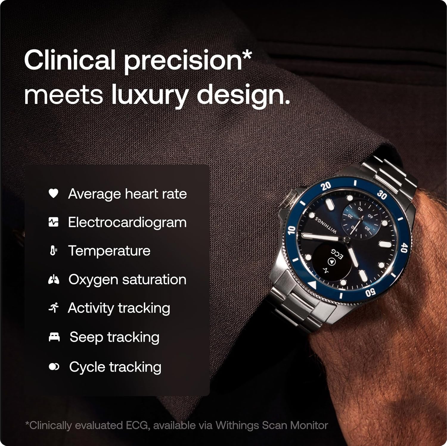 Scanwatch Nova, Hybrid Smartwatch Heart Health for M&F - ECG, SPO2, Temperature Monitoring, Sleep Tracking, Respiratory Health, Cycle Tracking, 30 Days Battery Life, Ios & Android