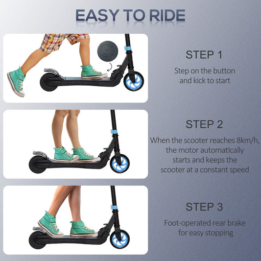 HOMCOM Folding Electric Scooter with Rear Wheel Brake, Sky Blue
