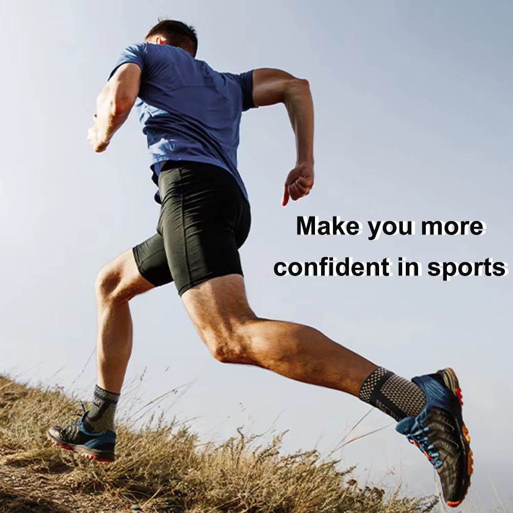 Compression Copper Ankle Brace Socks - Support Sleeve for Sprains, Plantar Fasciitis Relief & Arthritis - Unisex Foot Wrap