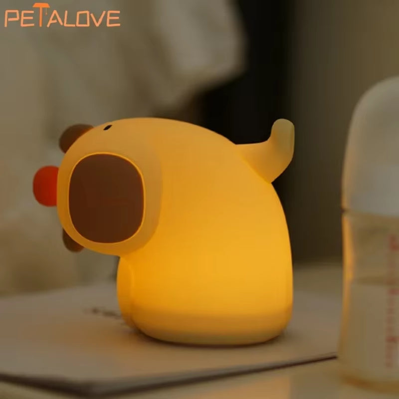 Cute Silicone Capybara Night Light Children'S Nightlight Gift USB Rechargeable Animal Touch Bedside Sleep Lamp Decoration