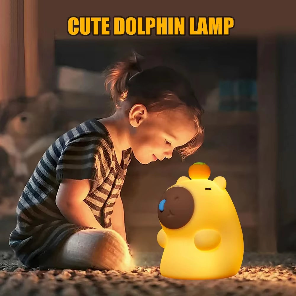 Cute Silicone Capybara Night Light Children'S Nightlight Gift USB Rechargeable Animal Touch Bedside Sleep Lamp Decoration