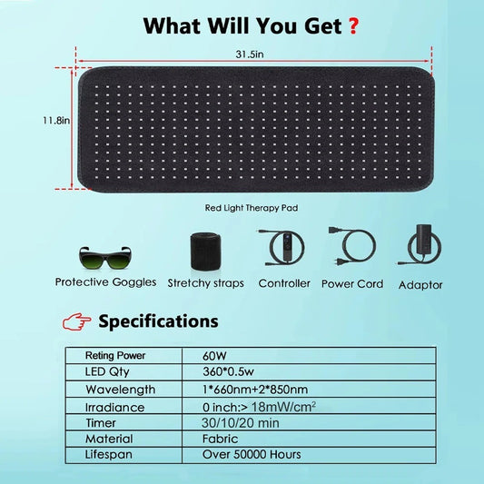 660Nm 850Nm LED Red Light Therapy Yoga Mat Health Relaxation Whole Body Infrared