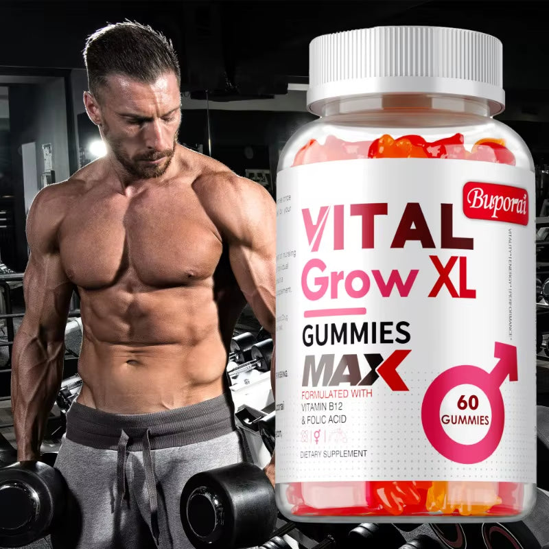 Vital Grow XL Male Gummies - Promotes Muscle Growth and Recovery, Enhances Athletic Performance, Relieves Fatigue - 60Pcs