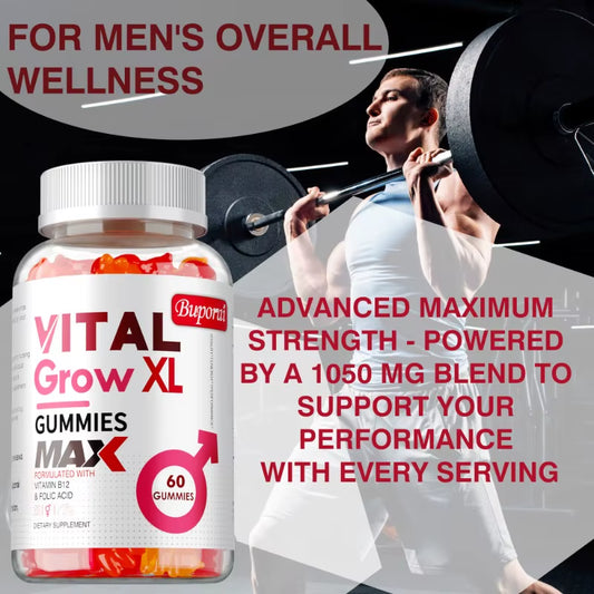 Vital Grow XL Male Gummies - Promotes Muscle Growth and Recovery, Enhances Athletic Performance, Relieves Fatigue - 60Pcs